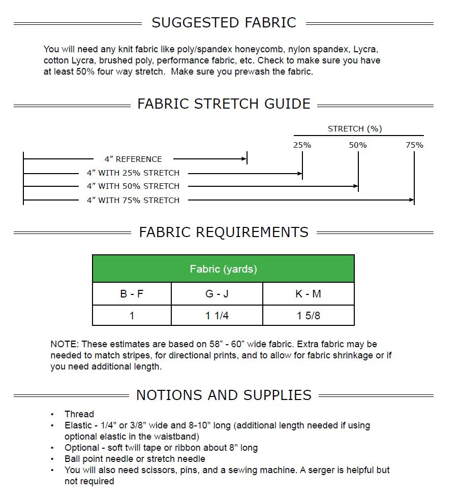 Lift Leggings PDF Pattern Sizes B - M