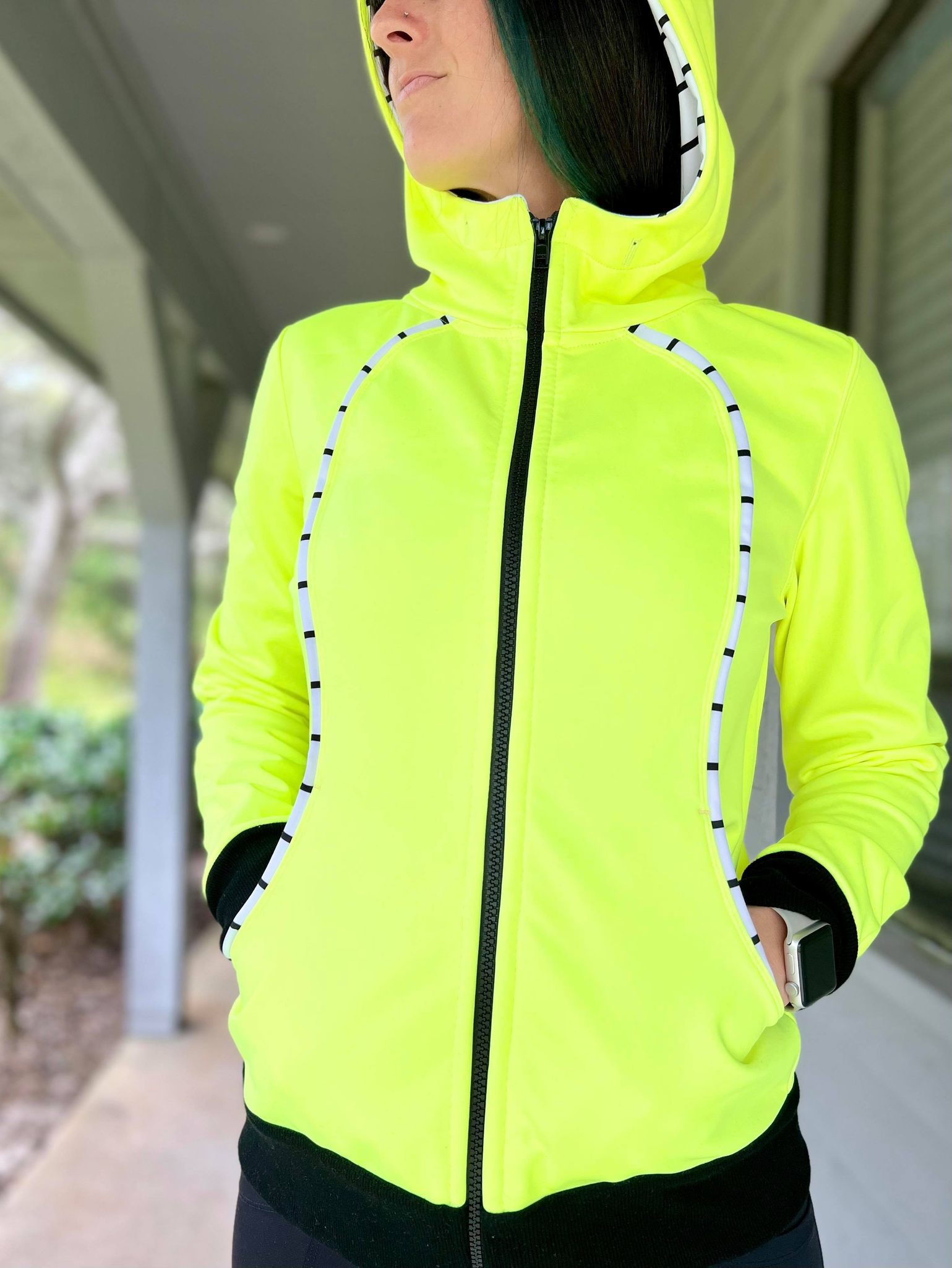 Bright green zip online up hoodie