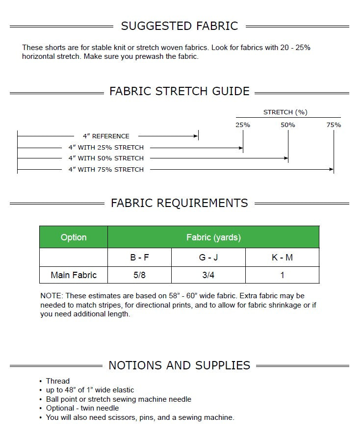 Venice Beach Shorts PDF Sewing Pattern in Sizes B - M