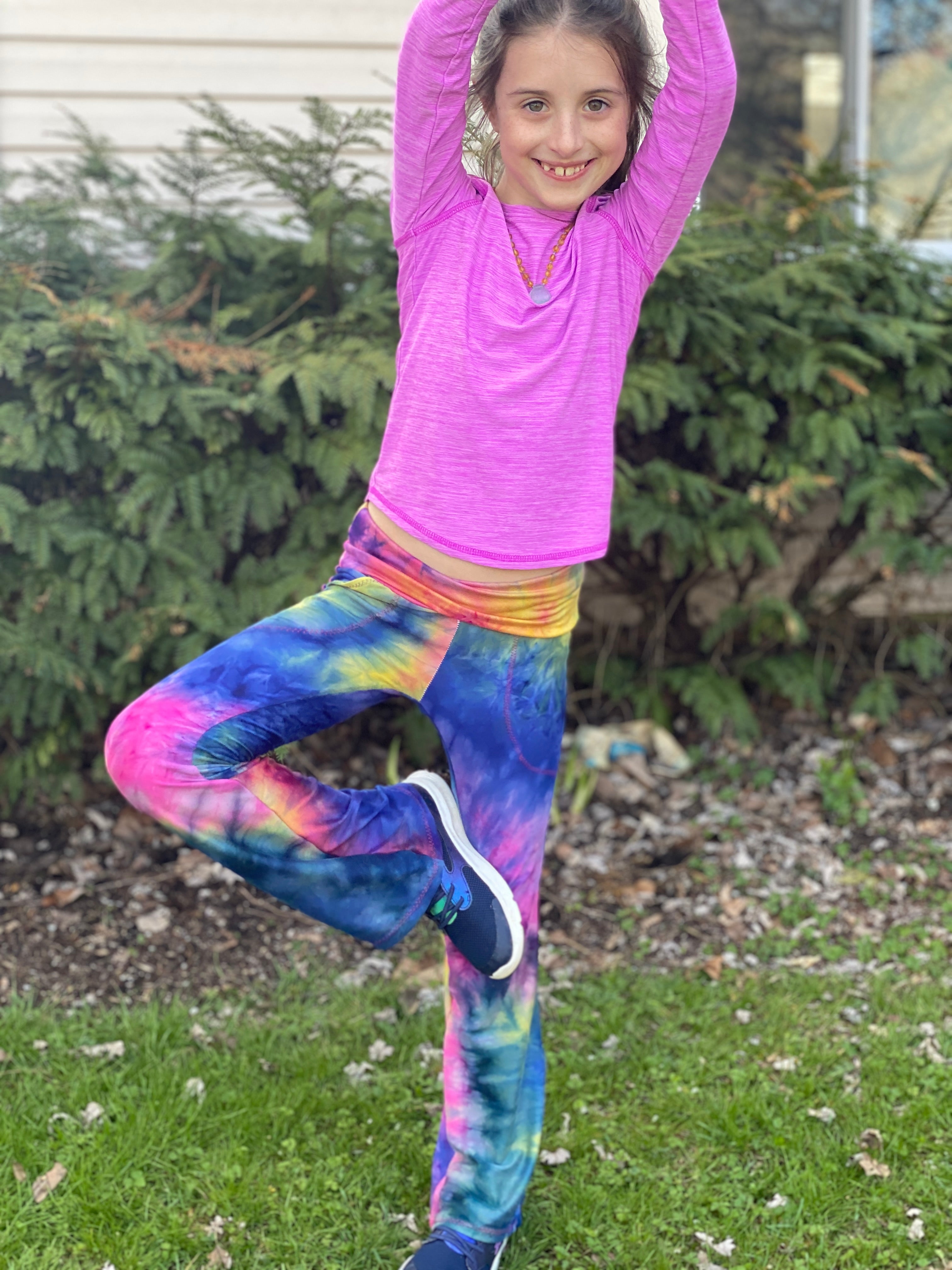 Purple Yoga Leggings, Sportswear for Kids and Teens