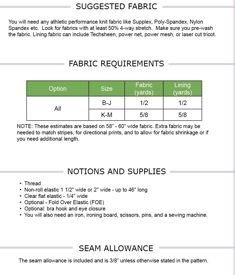 Embrace Sports Bra PDF Pattern in Sizes B - M