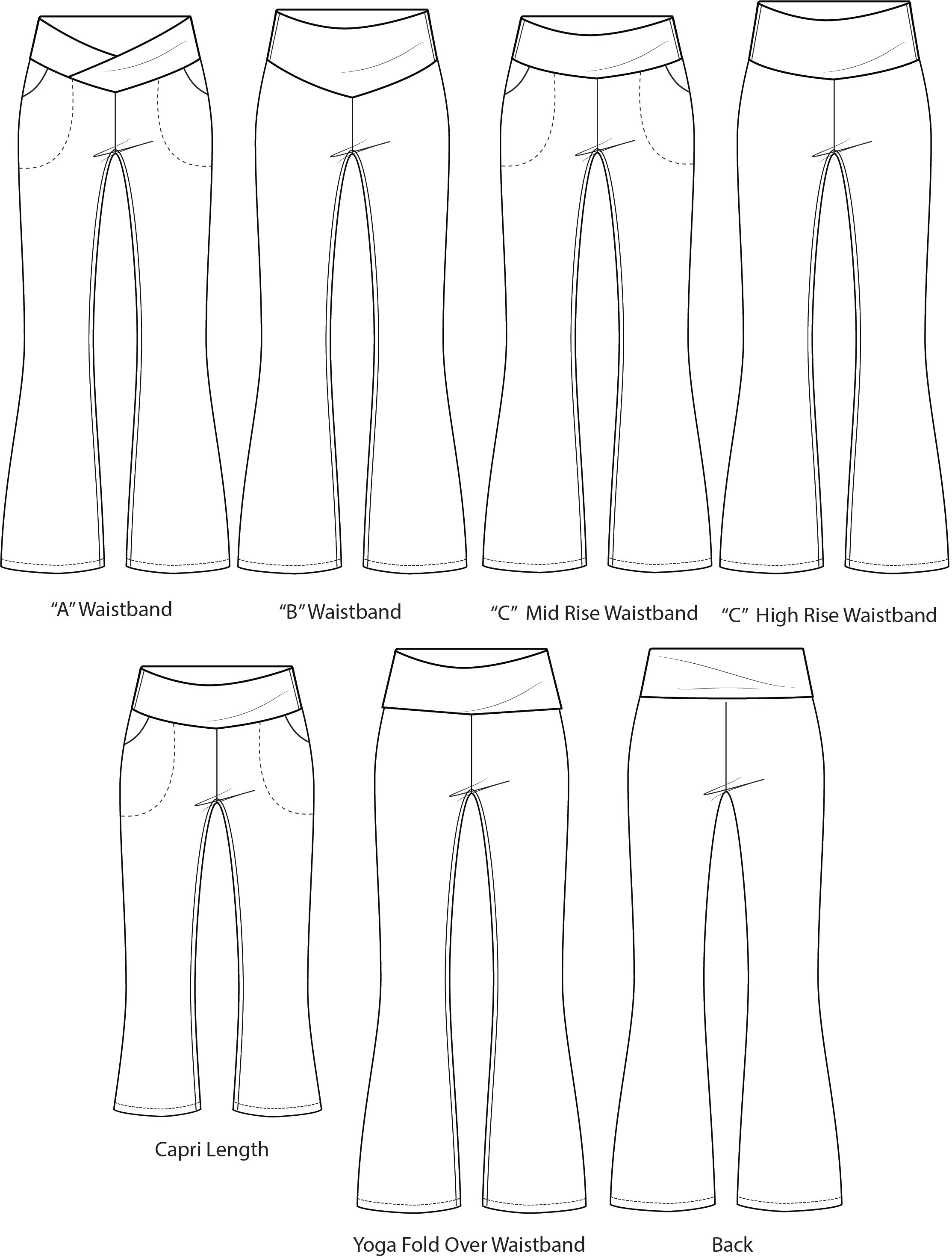 Womens Bell Bottom Flare Pants, Shorts and Capris PDF Sewing
