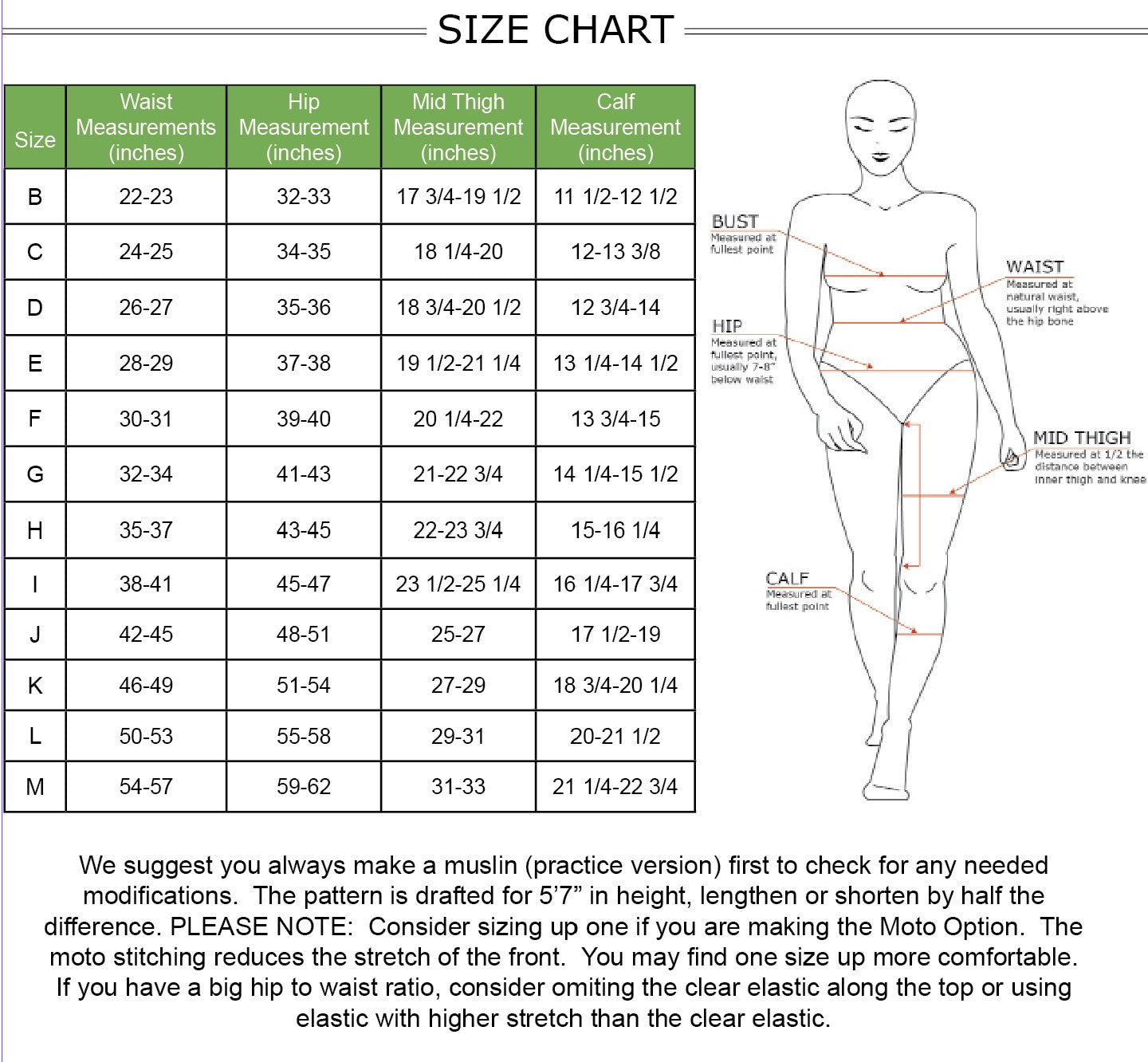 Inspire Tights PDF Sewing Pattern Sizes B-M