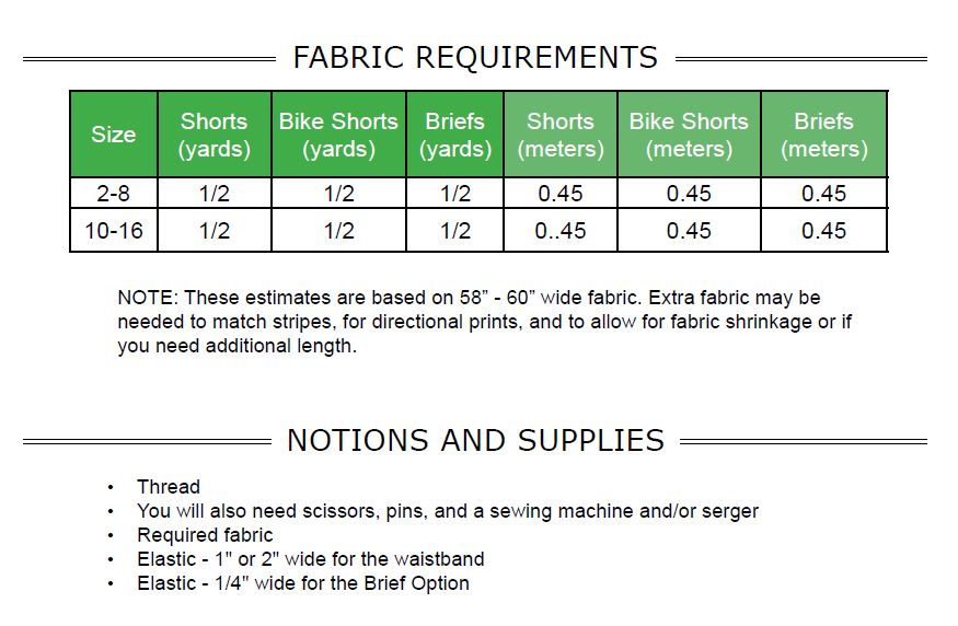 3R Shorts -Youth PDF Sewing Pattern 2-16